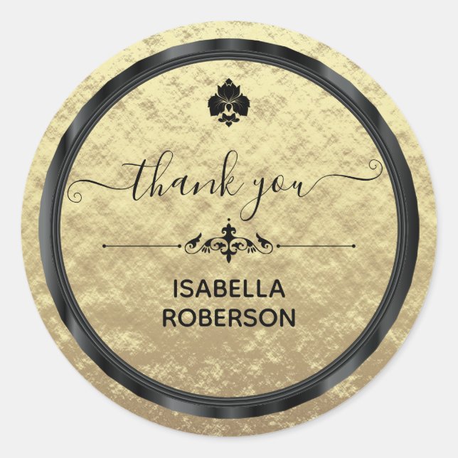 Vielen Dank Imitate Gold Found Black Labels Runder Aufkleber (Vorderseite)