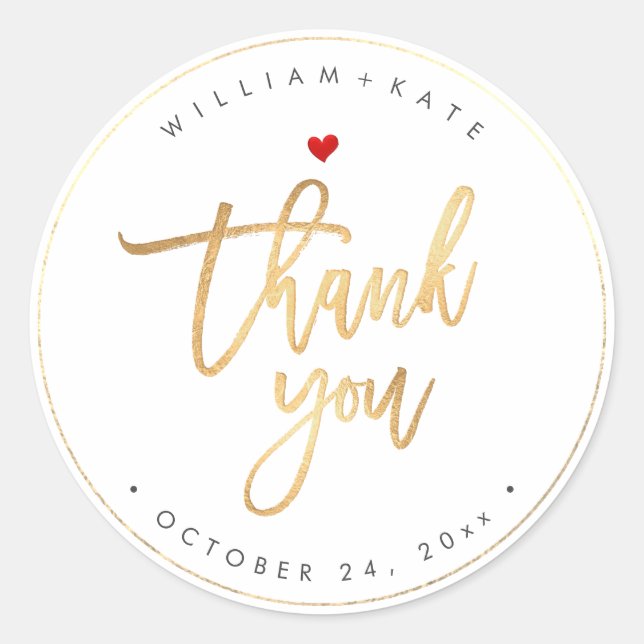 Vielen Dank, Imitate Gold Moderne Drehbuchgestaltu Runder Aufkleber (Vorderseite)