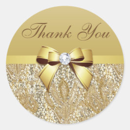 Vielen Dank Imitate Gold Sequins Bow Diamond Runder Aufkleber