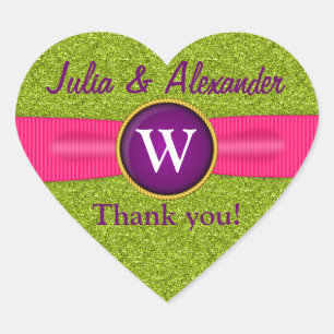 Vielen Dank Imitate Ribbon Jewel Green Glitzer Her Herz-Aufkleber