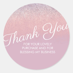 Vielen Dank Imitate Rosa und Lila Funkelnd Glitzer Runder Aufkleber