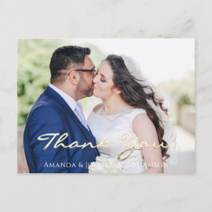 Vielen Dank in der Liebe Hochzeit Foto Gold Script Postkarte