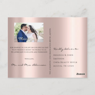 Vielen Dank in der Liebe Hochzeit Foto Gold Script Postkarte
