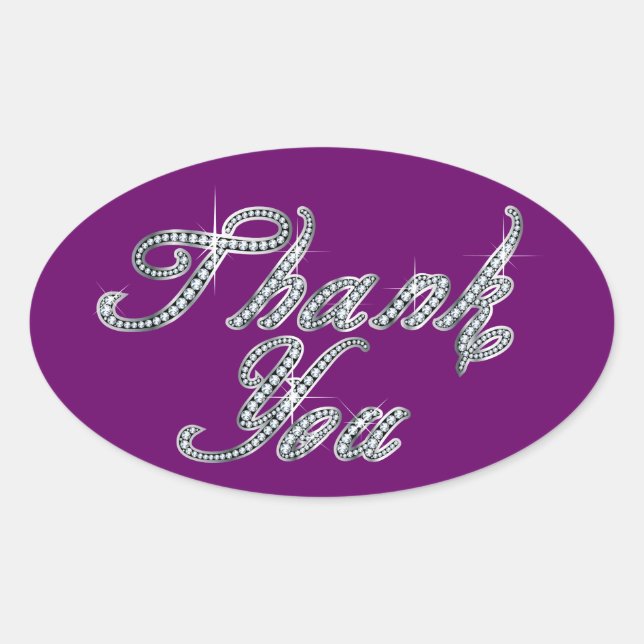 Vielen Dank in Imitate-Diamond-Bling-Script Ovaler Aufkleber (Vorderseite)