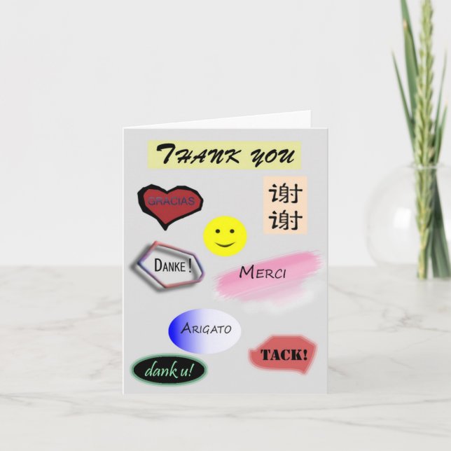 Vielen Dank in mehreren Sprachen Dankeskarte (Vorderseite)