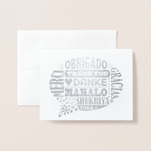 Vielen Dank in vielen Sprachen Foil Grußkarte Folienkarte (Vorderseite mit Umschlag)