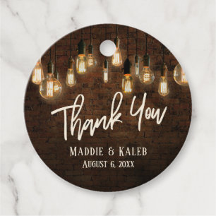 Vielen Dank, Industriesteine mit Edison Lights Geschenkanhänger
