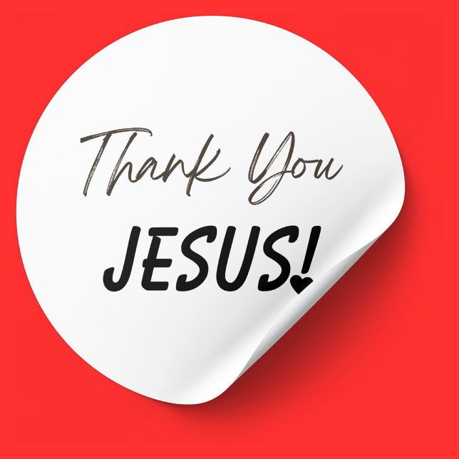 Vielen Dank Jesus Ausrufezeichen Herz Christlich Runder Aufkleber (Thank You Jesus Sticker)