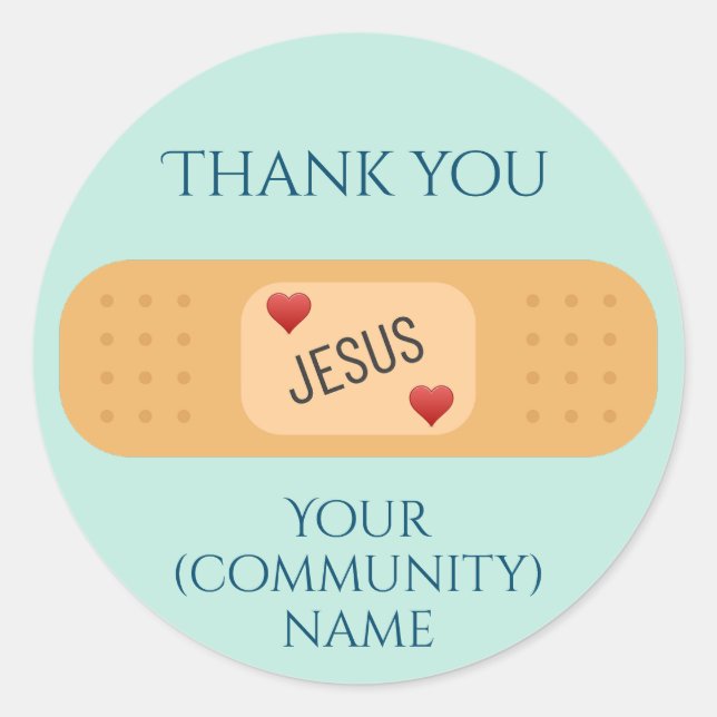 Vielen Dank Jesus Heiler Patch aquamarin Button Runder Aufkleber (Vorderseite)