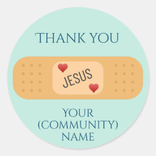 Vielen Dank Jesus Heiler Patch aquamarin Button Runder Aufkleber