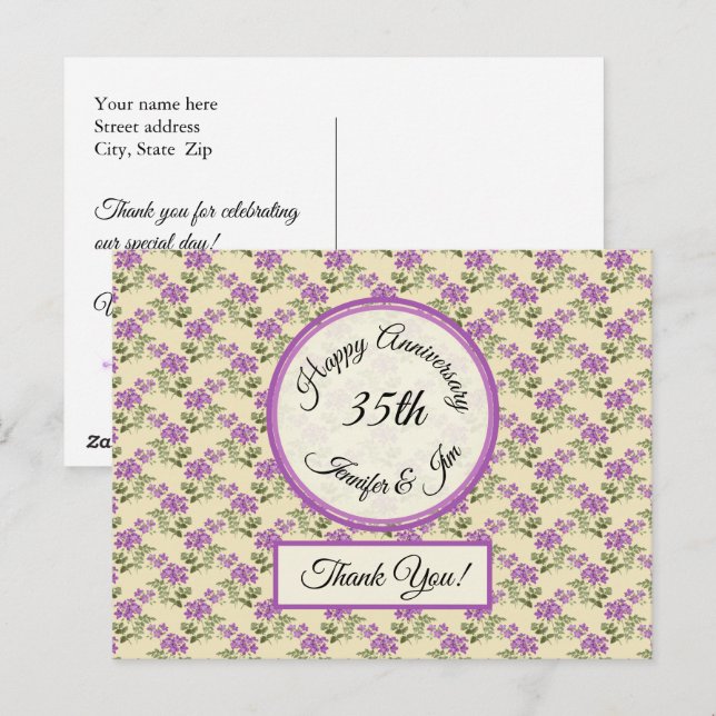 Vielen Dank - Jubiläumsgewalt in blassgelben Farbe Postkarte (Vorne/Hinten)