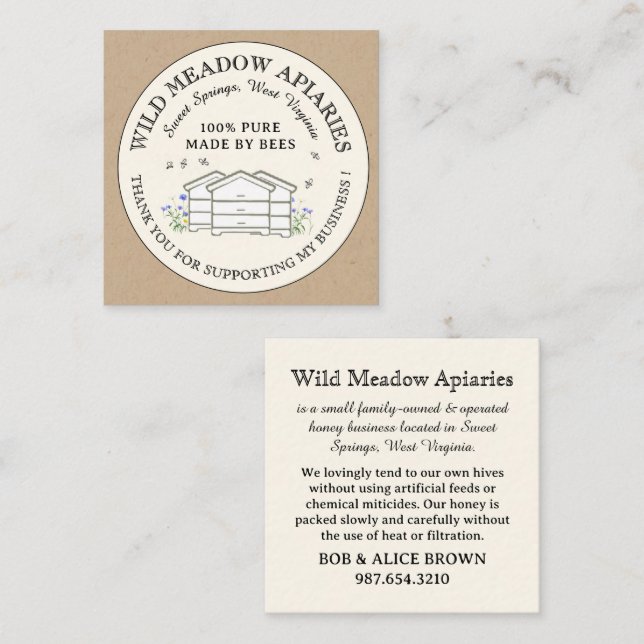 Vielen Dank Karte 2,5" x 2,5" Bienenzucht Honigbie (Vorne/Hinten)