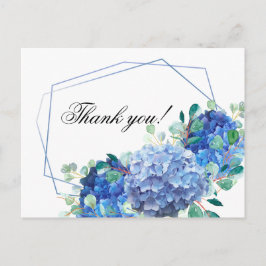 Vielen Dank Karte blau Hydrangea Eukalyptus Grüne