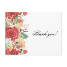 Vielen Dank Karte rote Rose Herbstliche Herbstlaub