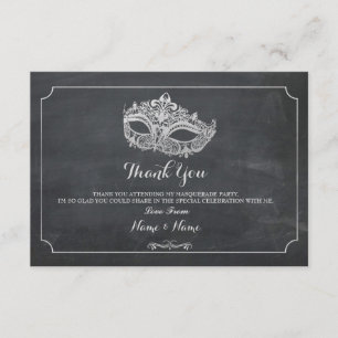 Vielen Dank Karten Masquerade Maske Party Silver