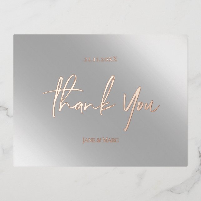 Vielen Dank Karten Real Foil Pink Silver (Vorderseite)