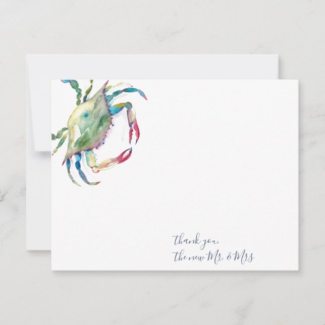 Vielen Dank Karten Watercolor Blue Crab (Vorderseite)