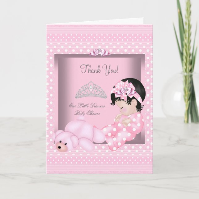Vielen Dank kleine Princess Baby Duschmädchen Pink Dankeskarte (Vorderseite)