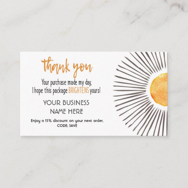 Vielen Dank, kleine Visitenkarte, Packungsbeilage Visitenkarte (Vorderseite)