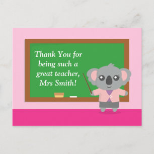 Vielen Dank, Koala Bär, Lehrerin Wertschätzung Postkarte