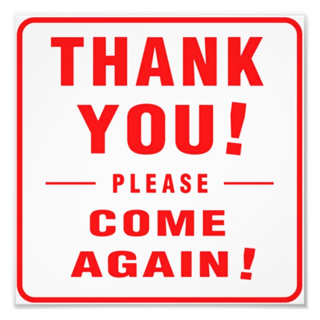 Vielen Dank, kommen Sie noch einmal Fotodruck (Vorne)