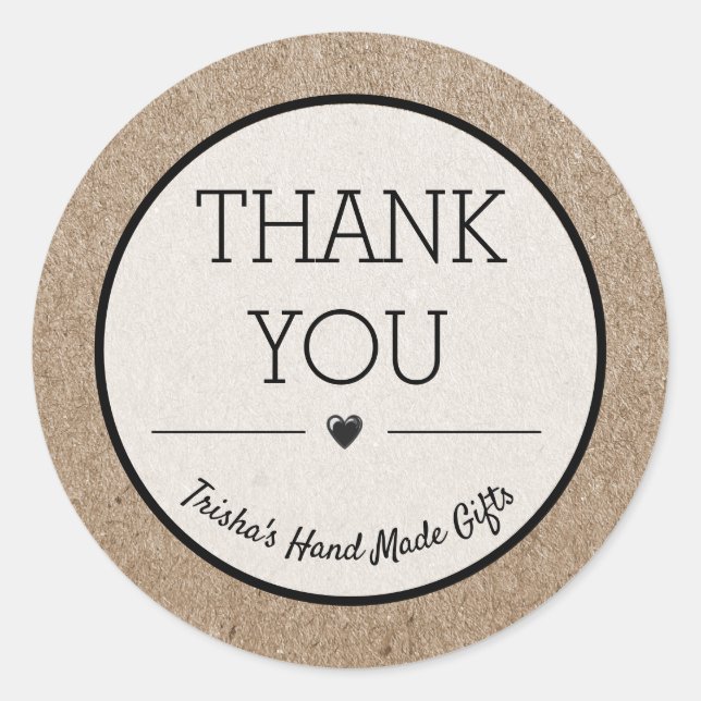 Vielen Dank Kraft Paper Design Small Business Runder Aufkleber (Vorderseite)