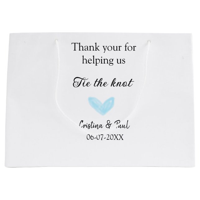 Vielen Dank Krawatte der Knoten blauen Herz Hochze Große Geschenktüte (Vorderseite)