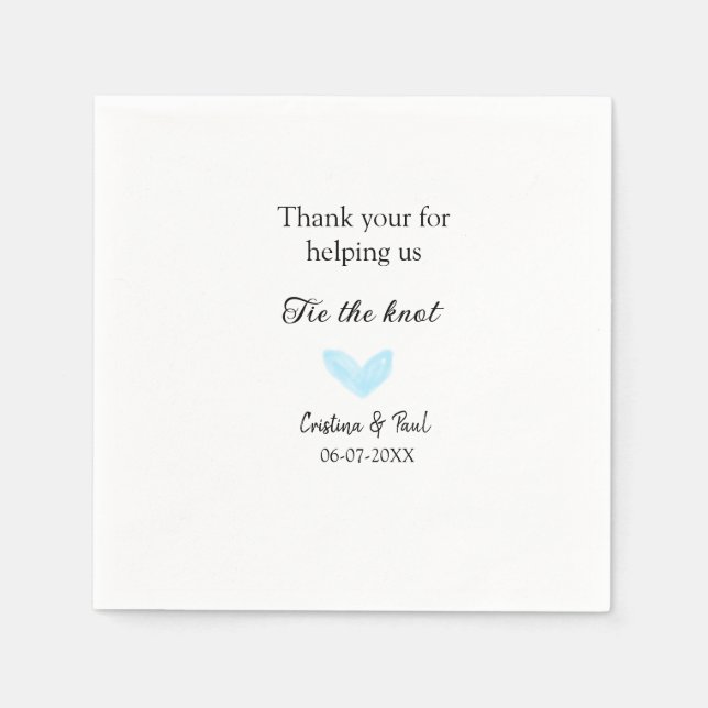 Vielen Dank Krawatte der Knoten blauen Herz Hochze Serviette (Vorderseite)