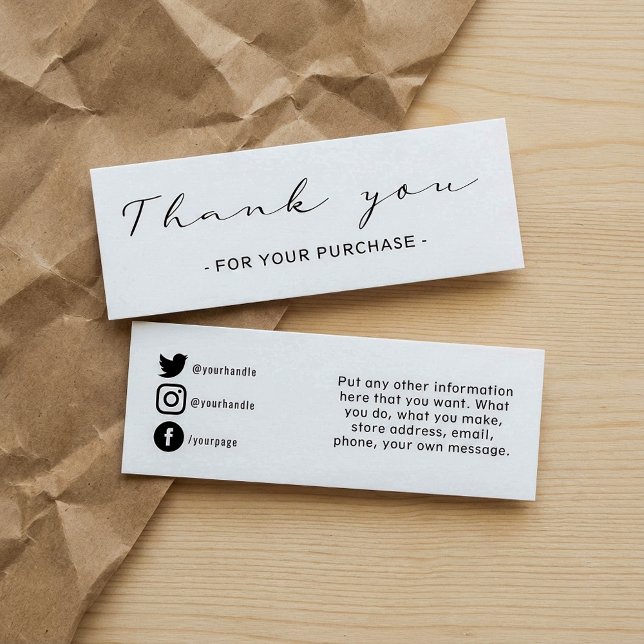 Vielen Dank Kundenbestellung, Social Media Insert  (Thank you customer order, social media insert card.)