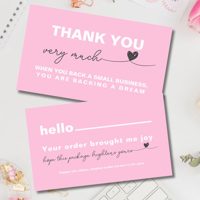 Vielen Dank Kundenzufriedenheit Pink Notizherz (Thank you Customer appreciation Pink note heart)