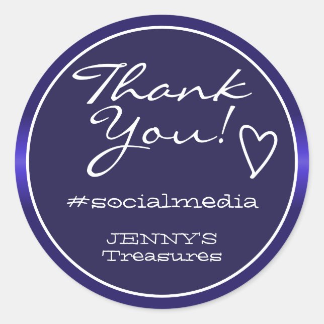 Vielen Dank Labels Blue Ombre Chrome Steel Elegant Runder Aufkleber (Vorderseite)