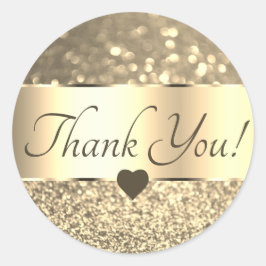Vielen Dank Labels Elegante Golden Gold Glitzer St Runder Aufkleber