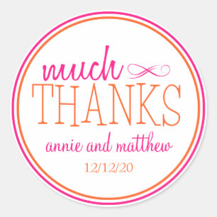 Vielen Dank Labels (Hot Pink / Orange) Runder Aufkleber