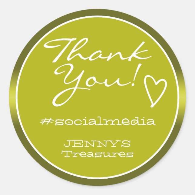 Vielen Dank Labels Olive Ombre Chrome Steel Luxury Runder Aufkleber (Vorderseite)