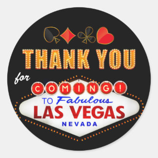 Vielen Dank - Las Vegas Sign Fabulous Casino Nacht Runder Aufkleber