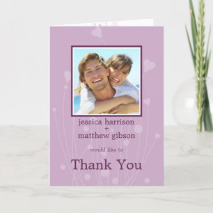 Vielen Dank, Lavender Hearts Foto-Karte Dankeskarte