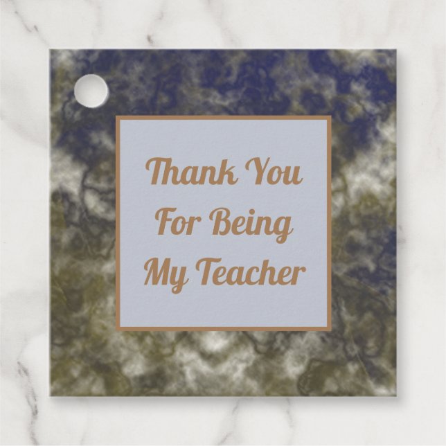 Vielen Dank Lehrer Abstrakt Gold Blue Wertschätzun Geschenkanhänger (Vorderseite)