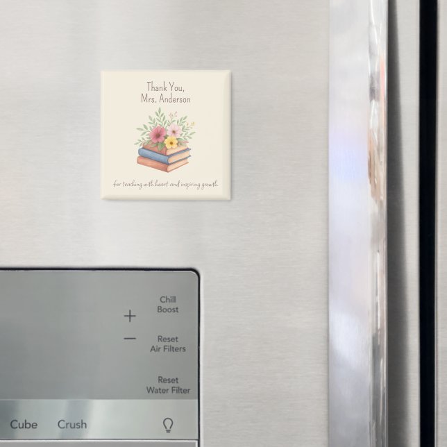 Vielen Dank Lehrer - Aquarellbücher & Blume - Magnet (In Situ (Kühlschrank))