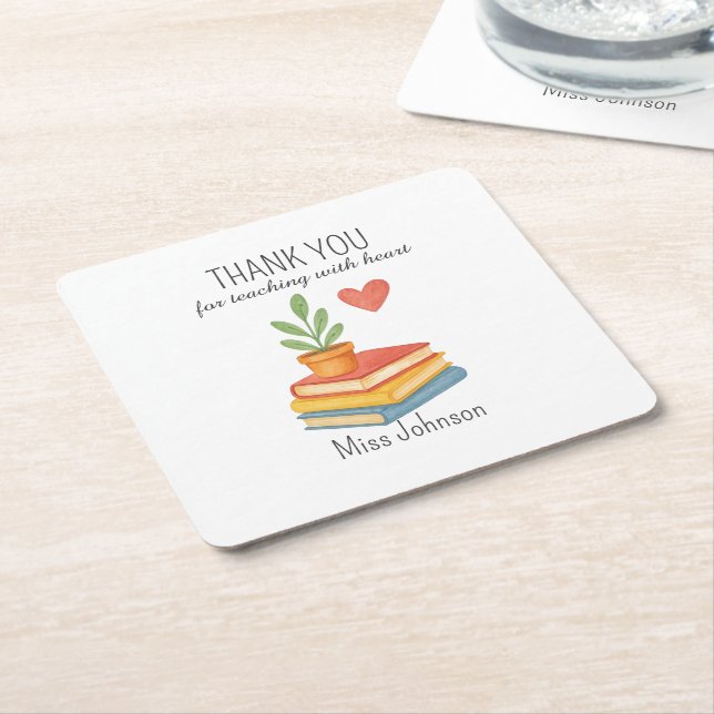 Vielen Dank Lehrer - herzliche Wertschätzung Gesch Rechteckiger Pappuntersetzer (angewinkelt)