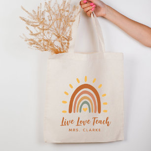 Vielen Dank Lehrer Individuelle Name Boho Rainbow Tragetasche