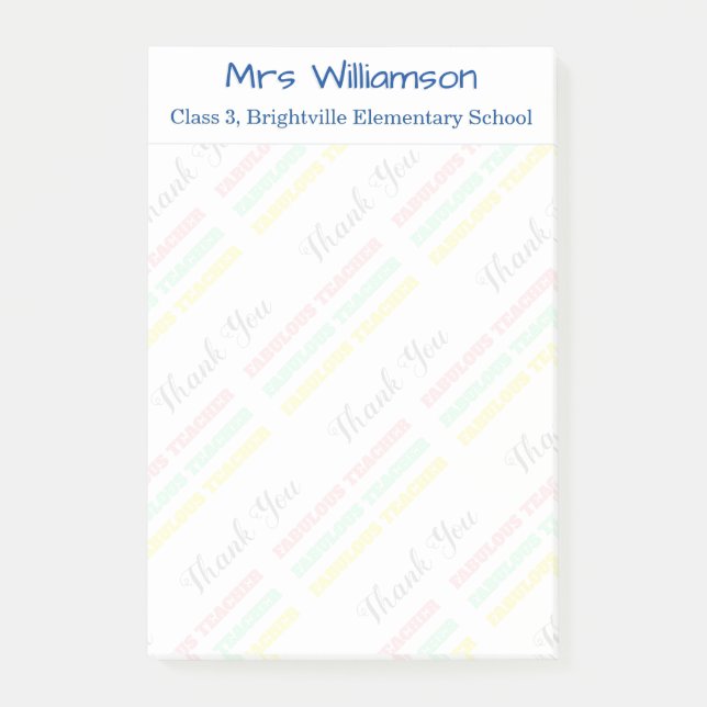 Vielen Dank Lehrer Name Schule Pastell Post-it Klebezettel (Vorderseite)