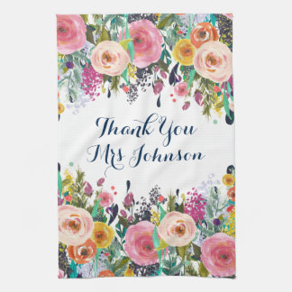 Vielen Dank Lehrer Painted Floral Kitchen Handtuch