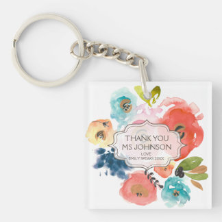 Vielen Dank Lehrer Personalisierte Blume Geschenks Schlüsselanhänger