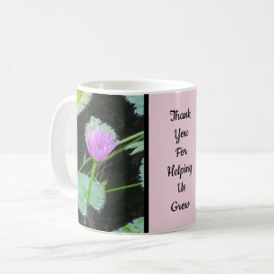 Vielen Dank Lehrer Pink Water Lily Foto Blume Kaffeetasse