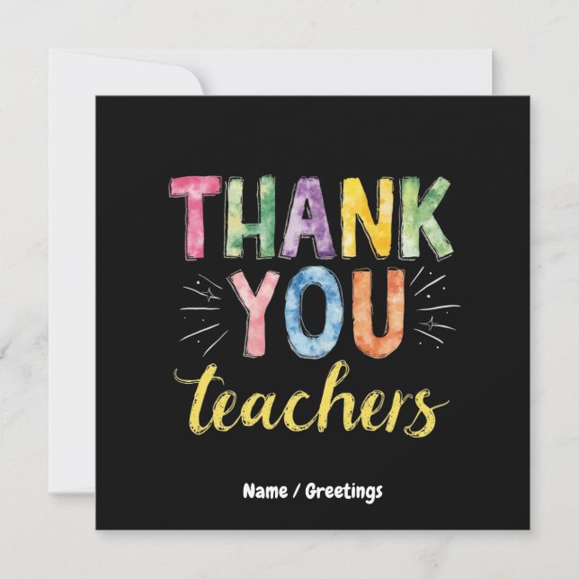 Vielen Dank Lehrer & Schüler Abschluss Geschenk Einladung (Vorderseite)