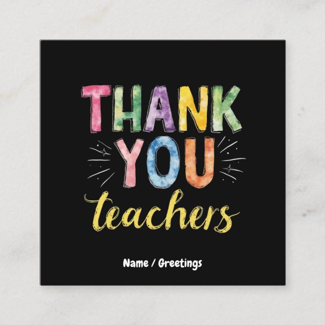 Vielen Dank Lehrer & Schüler Abschluss Geschenk Quadratische Visitenkarte (Vorderseite)