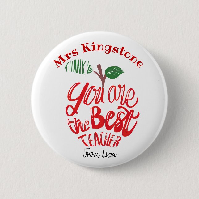 Vielen Dank Lehrer Tasse, dass Sie die beste sind! Button (Vorderseite)