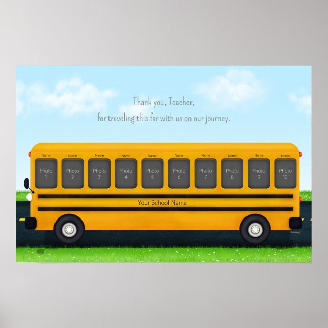 Vielen Dank Lehrer Yellow School Bus 10 Fotos Poster (Vorne)