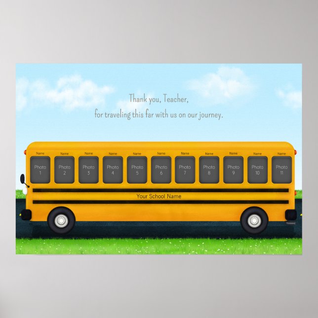 Vielen Dank Lehrer Yellow School Bus 11 Fotos Poster (Vorne)