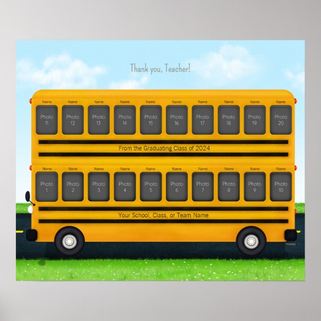 Vielen Dank Lehrer Yellow School Bus 20 Fotos Poster (Vorne)
